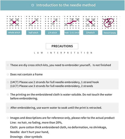 Disnesart Cross Stitch Stamped Full Embroidery Kits DIY 11CT Cotton Thread Printed DIY Needlepoint Kits Craft Needlework Set Cross-Stitch Stamped Sets-Cat Violin 16x20 inch
