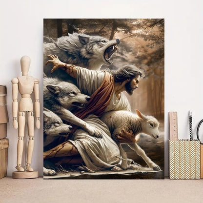 KYOQFVN Jesus and Wolf Paint by Numbers for Adults - DIY Adult Paint by Number Kit on Canvas, Easy Acrylic Painting Kits for Home Wall Decor 16x20 Inch（Without Frame） - Image 6