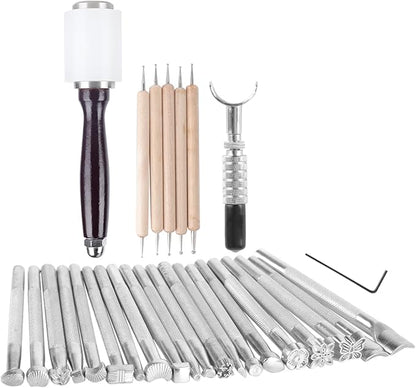 Leather Working Tools Set, 28PCS DIY Stamping and Carving Kit for Handmade Leather Craft - Durable Materials, Easy to Use for Beginners and Professionals