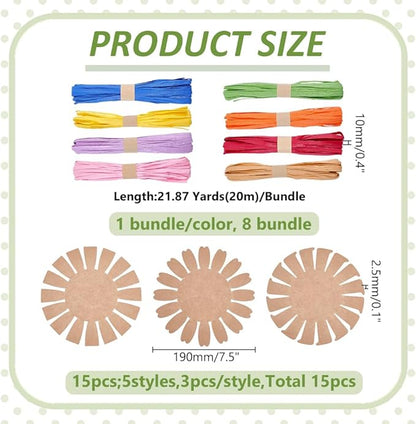 WADORN 15 Sets Basket Weaving Craft Kit for Beginners, Creative Woven Bowl DIY Making Kits 7.4 Inch Plastic Base and 175 Yards 8 Colors Paper Ribbon for Easter Eggs Small Parts Candy Cookies Crafts