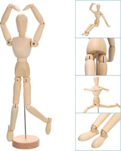 PATIKIL 12" Wooden Mannequin Figure, Artist Drawing Manikin Model Flexible Movable Jointed Sketching Lay Figure for Painting Drawing Decoration