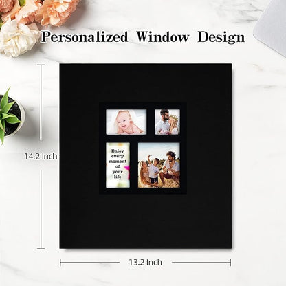 potricher Photo Album 4x6 600 Photos Linen Cover Large Capacity Picture Albums for Family Wedding Anniversary Baby Vacation (Black)