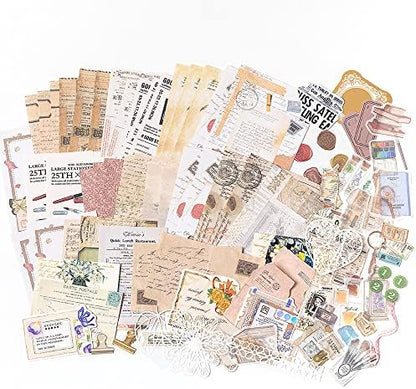 Alideco 260pcs Vintage Scrapbook Supplies Pack for Art Journaling Bullet Junk Journal Planners DIY Paper Stickers Craft Kits Notebook Collage Album Aesthetic Cottagecore Picture Frames(Book study) by Alideco