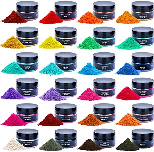 Mica Powder for Resin Coloring - 24 Colors Jars Pigment Powder for Nails by ALEXES