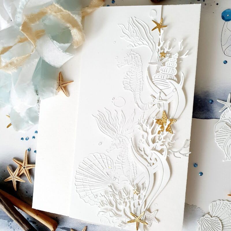 Lapoo Cutting Die for Scrapbooking, 3D Backgrounds Frame New Cutting Dies DIY Album Card Making Decor Paper Craft Metal Die Cuts Party Decorations (Whelk Sea 3.9 x 3 in) - Image 4