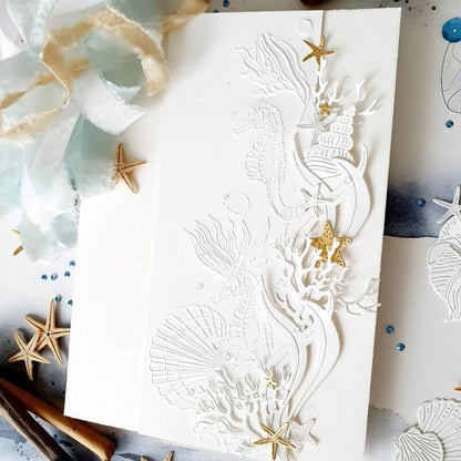 Lapoo Cutting Die for Scrapbooking, 3D Backgrounds Frame New Cutting Dies DIY Album Card Making Decor Paper Craft Metal Die Cuts Party Decorations (Whelk Sea 3.9 x 3 in) - Image 4