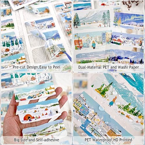 Winter Scenery Sticker Book, PET & Washi Stickers for Journaling - Image 3