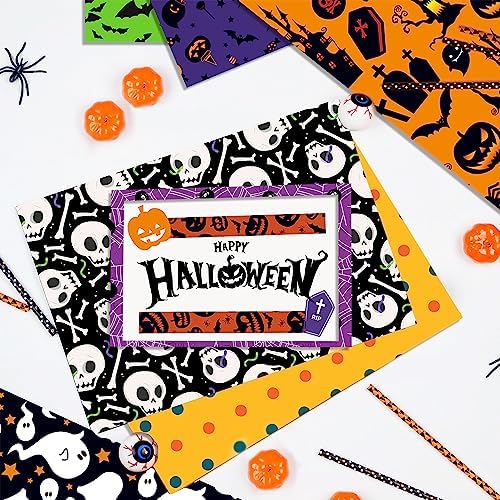24 Sheets Halloween Pattern Paper Set, 11.8"x11.8" Scrapbooking Supplies Paper Spider Pumpkin Bat Witch Plaid Stripe Dot Origami Paper - 12 Styles - Image 4