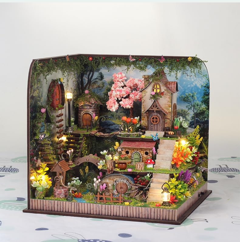 DIY Miniature House Kit, Mini House Building Kit, DIY Book Nook Kit, Tiny Model House for Adults to Build, Beginner 3D Wooden Book Nook, for Family Friends (Hidden Realm-B) - Image 2
