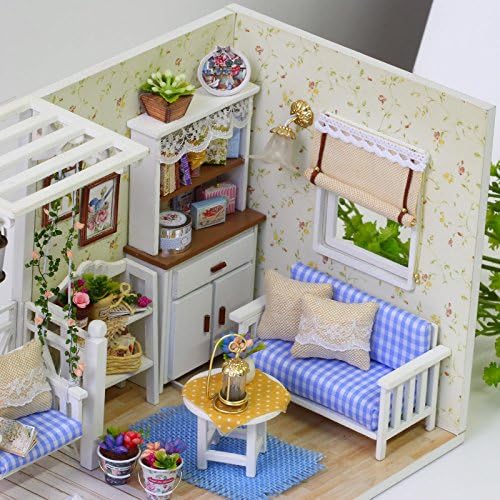 Ogrmar Wooden Miniatures Dollhouse Kit with Dust Cover& Led Light Cat Diary - Image 3