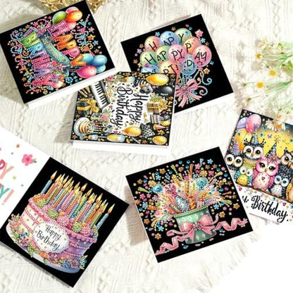 6PCS DIY Birthday Diamond Painting Greeting Cards with Envelopes - Image 4