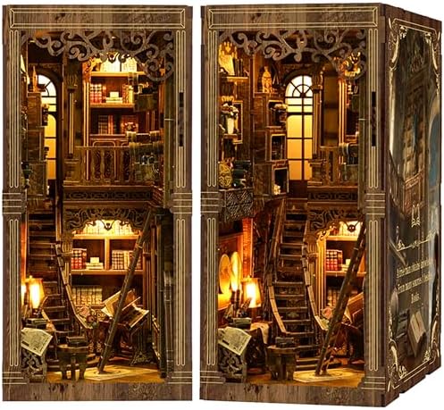 ISSEVE Book Nook Kit, Library Booknook Kit Dollhouse Bookshelf Insert Décor by ISSEVE