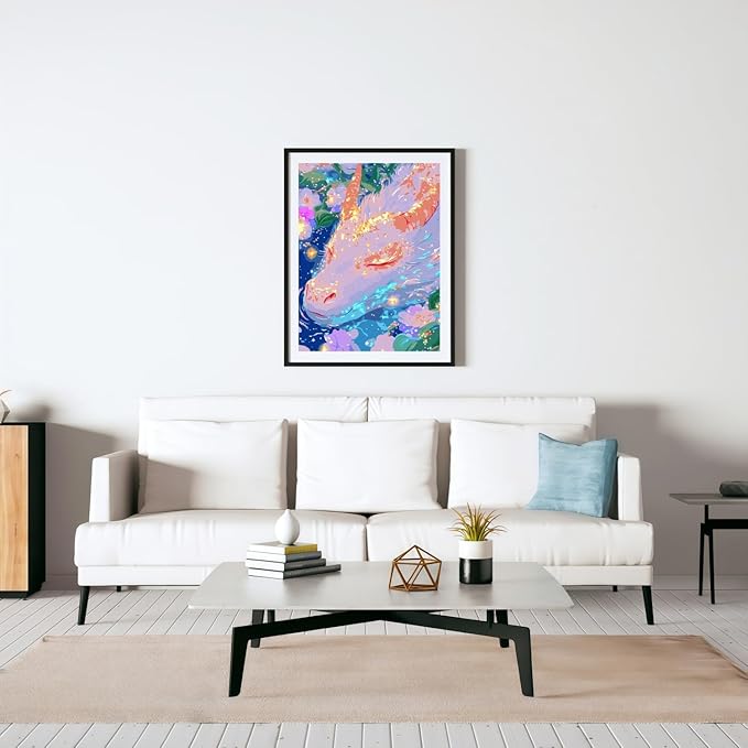 Mosaflare Paint by Numbers for Adults Beginner, Cute Dragon Adult Paint by Number Kits on Canvas, DIY Acrylic Oil Easy Painting by Numbers for Home Wall Decor 16X20 inch (Without Frame)