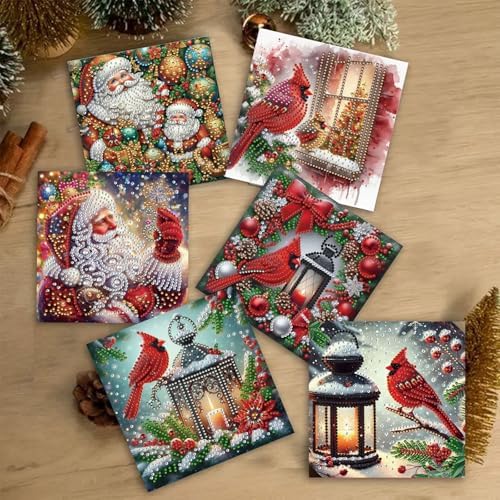 YOKUSHI 12 PCS Diamond Art Painting Christmas Greeting Cards with Envelopes, Snowman Craft DIY Card Making Kits for Adults Gifts (Christmas) - Image 6