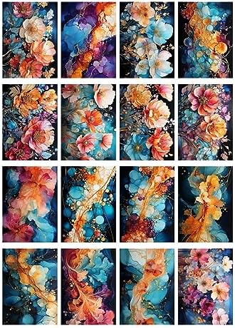 Decoupage Paper Pack (35 Sheets 6"x8") Amazing Paintings of Beautiful Flowers Outlined in Gold FLONZ Vintage Illustration Pictures Cards for Decoupage, Craft and Scrapbooking - Image 2