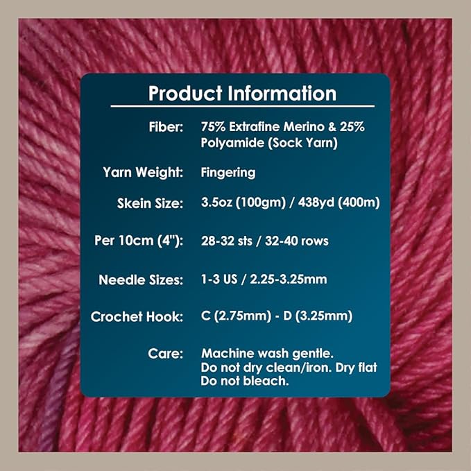 KnitPro Symfonie Hand Dyed Yarn | Extra Fine Merino Wool & Polyamide Blend for Knitting & Crocheting, Fingering Weight, Oeko-TEX Certified 400m, 100g Skein | Terra Variegated Autumn Rose