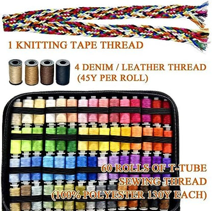 Sewing Kit with Case Portable Sewing Supplies for Home Traveler, Adults, Beginner, Emergency, Contains 60 Sewing Thread, Scissors, Needles, Measure etc - Image 3
