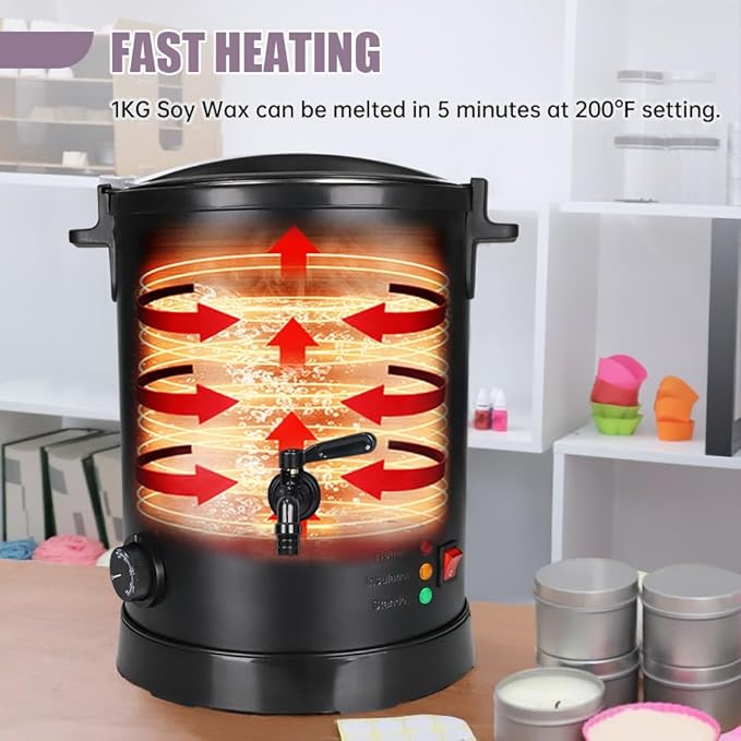 TOAUTO 16Lbs Large Wax Melter for Candle Making, Electric Wax Melting Container Holds 16Lbs Melted Wax with Heating Core Spout & Bottom Design for Commercial Candle Business
