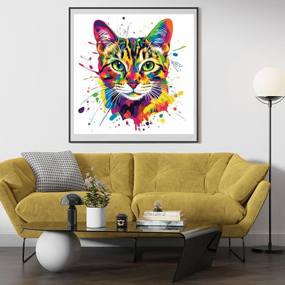 Moohue Stamped Cross Stitch Kits for Adults Animal Cute Cat 14CT Pre Printed Cross Stitch Kits for Beginners (Cute Cat)