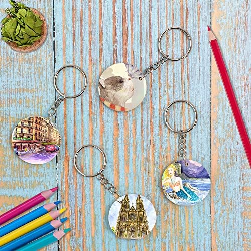 Luckforest 25Pcs Natural Wood Slices, 1.38inch Unfinished Wood Sign, Unfinished Log Discs Wood Keychain Blanks with 25Pcs Key Rings for DIY Crafts Christmas Decorations Ornaments - Image 4