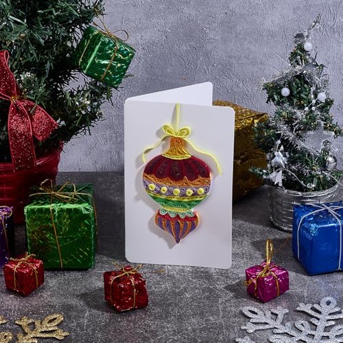 WEBEEDY 20 Sets Christmas Ball Paper Quilling Kit Handmade Christmas Greeting Card with Envelopes 3D Wreaths Card Making Kit with Instuction for Adult Beginner Holiday Decor Gift - Image 5