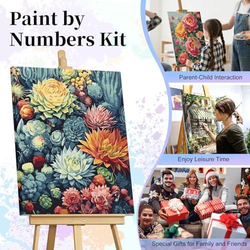 Paint by Numbers Kit for Adults, Succulent Number Painting Canvas Kit - Image 7