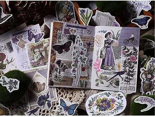 Alideco 200pcs Vintage Scrapbook Stickers Kawaii Purple Floral Scrapbooking Paper Washi Junk Journaling Supplies Collage Album Aesthetic Cottagecore Picture Frames(Butterfly) - Image 6