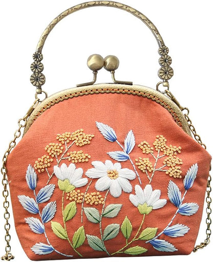 Gogobear Embroidery Coin Purse Kits for Beginners Adults Handmade DIY Embroidered Clutch Wallet Purse with All Supplies