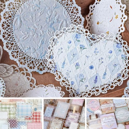 84 Pcs Lace Textured Scrapbook Paper Kit, Embossed Rice Paper For Decoupage by K+Kattone