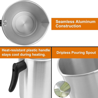 GENHAKON 2 PCS Candle Making Pouring Pot, 4 Pounds Metal Candle Pouring Pitcher, Melting Pot - Ideal for Candle Making, Soap Crafting, and DIY Arts
