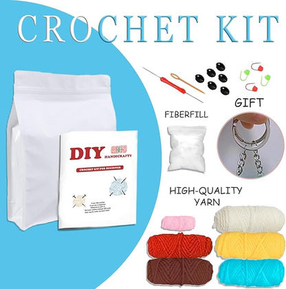 DOOOYU 5pcs Crochet Kit for Beginners Crochet Animals Knitting Kit Supplies Learn to Crochet Beginner Set Kit with Crochet Hooks, Yarn, Step-by-Step Instructions Video (5PCS)