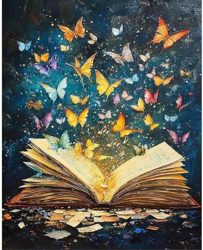 TCDZMYGS Book Paint by Numbers Kit for Adults Beginner,Butterfly Adult Paint by Number Kits on Canvas Without Frame,DIY Acrylic Oil Painting by Numbers Kits for Home Wall Decor 16x20 inch by TCDZMYGS