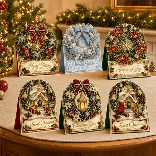 6 Pcs DIY Christmas Pearl Diamond Art Cards for Adults，Lighthouse - Image 7