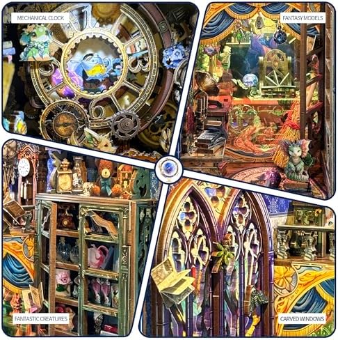 Book Nook Kit- DIY Miniature Booknook Kit Creative Decorative Bookend Bookshelf Insert 3D Puzzles for Adults Women Teens- Fantasy Store (SQ-25) - Image 4