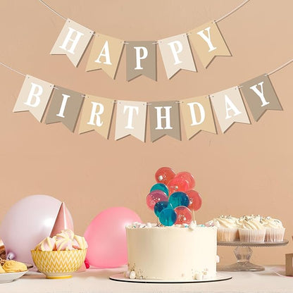 Mooliwe 171 Pcs DIY Custom Banner Kit Make Your Own Customizable Sign for Birthday Wedding Party Decoration Include 20 Paper Pennant 148 Letters and Numbers 1 Rope 2 Threading Device(Beige)