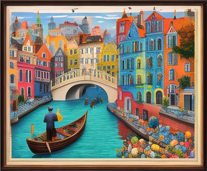 Joyhoor Cross Stitch Kits for Beginners Stamped Cross-Stitch Supplies Needlework preprint Embroidery Kits for Adults DIY Needlepoint Kits Embroidery Patterns 11CT-Colorful City 16x20 inch