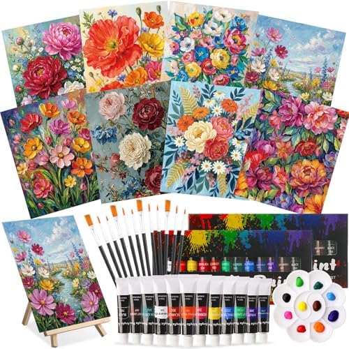 Cholemy 36 Pcs Paint and Sip Kit Gift for Adults 8''x10'',Summer Flowers by Cholemy