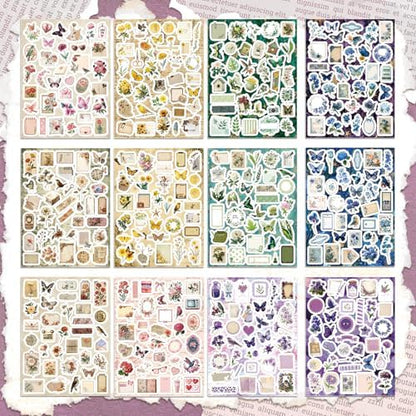 540 PCS Vintage Floral Scrapbook Supplies & Scrapbook Stickers, Junk Journal Supplies for Planners, Bullet Journaling, Retro Crafts, and Scrapbooking - Image 4