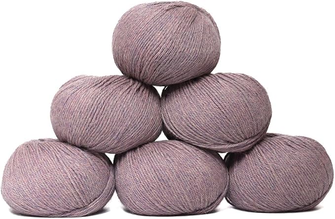 100% Baby Alpaca Yarn Wool Set of 6 Skeins (300 Grams) DK Weight - Made in Peru - Heavenly Soft and Perfect for Knitting and Crocheting (Heather Lilac, DK - 6 Skeins)