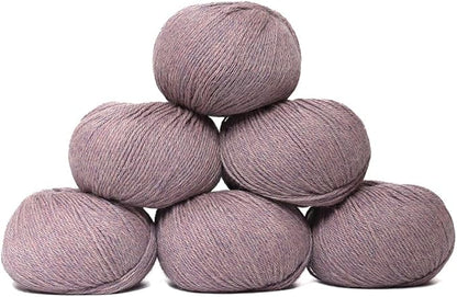100% Baby Alpaca Yarn Wool Set of 6 Skeins (300 Grams) DK Weight - Made in Peru - Heavenly Soft and Perfect for Knitting and Crocheting (Heather Lilac, DK - 6 Skeins)