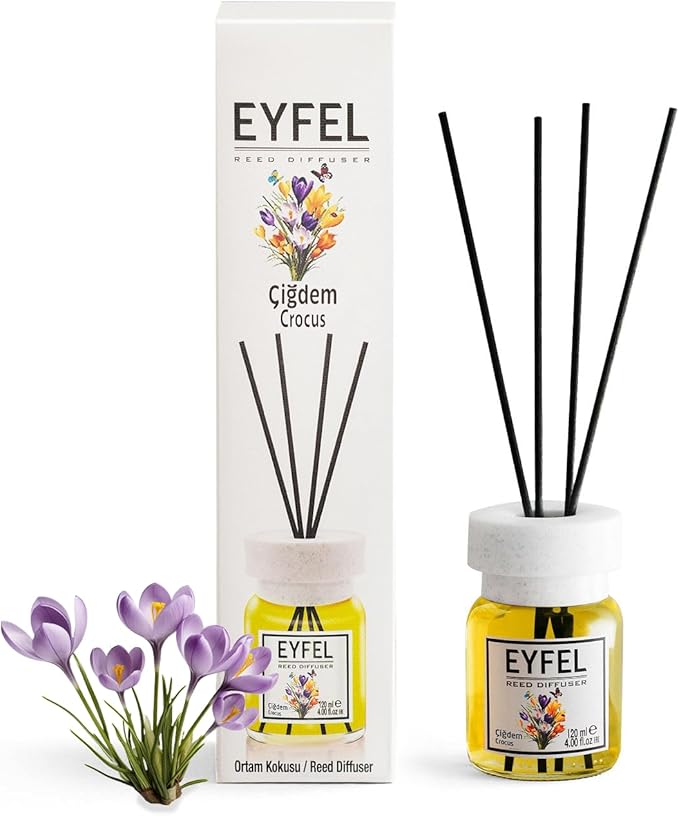 EYFEL Reed Diffusers for Home – Crocus Reed Diffuser Set 4.05 fl oz Oil Diffuser Sticks, Bathroom Diffuser, Home Fragrances, Scented Sticks, Home Décor