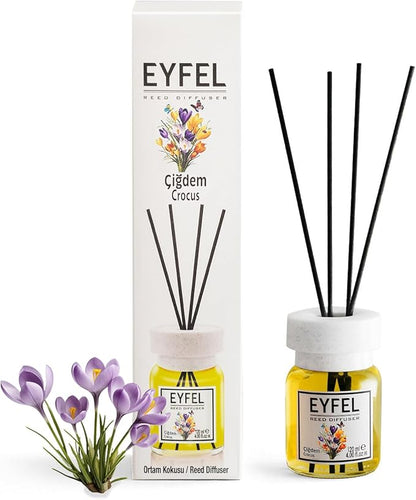EYFEL Reed Diffusers for Home – Crocus Reed Diffuser Set 4.05 fl oz Oil Diffuser Sticks, Bathroom Diffuser, Home Fragrances, Scented Sticks, Home Décor
