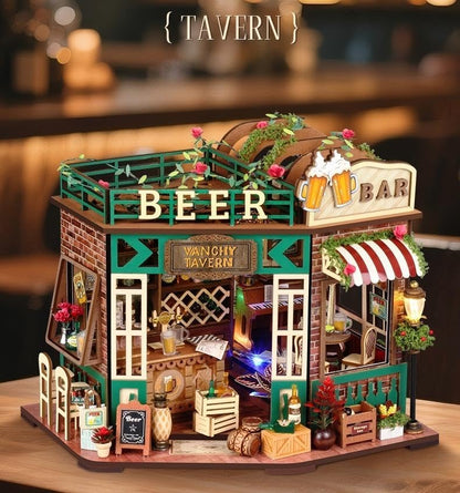 DIY Miniature House Kit, Mini House Building Kit, DIY Book Nook Kit, Tiny Model House for Adults to Build, Beginner 3D Wooden Book Nook, for Family Friends (Tavern) - Image 5