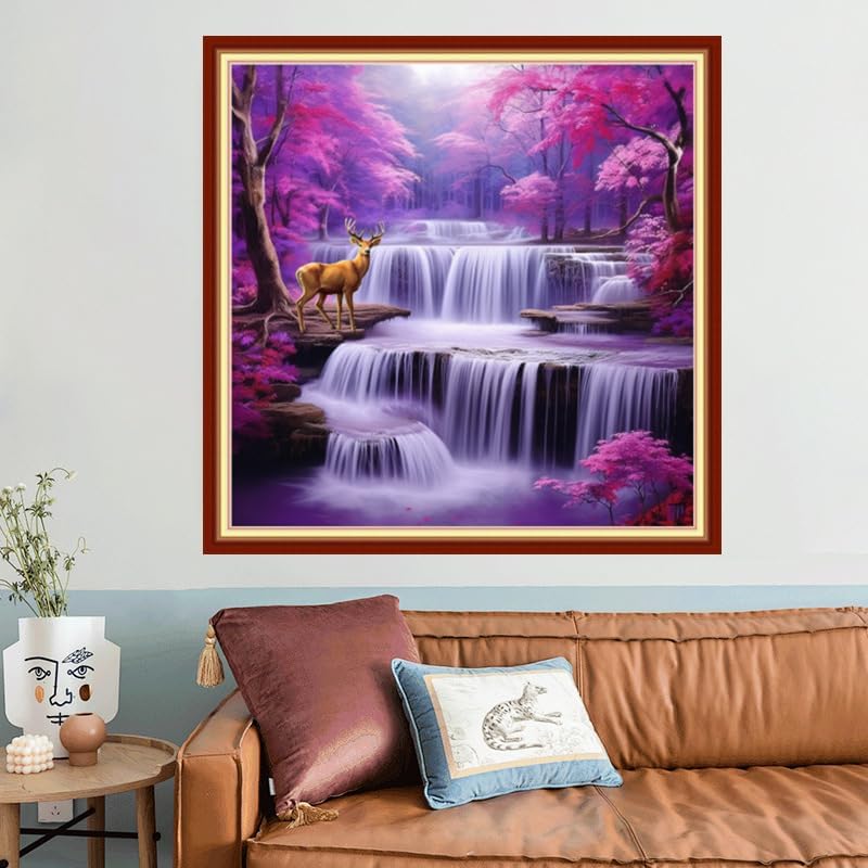 Joyhoor Stamped Cross Stitch Kits for Beginners, Needlepoint Kits for Adults, 11CT Counted Embroidery Kits-Enchanting Waterfall 18x18 inchs - Image 2