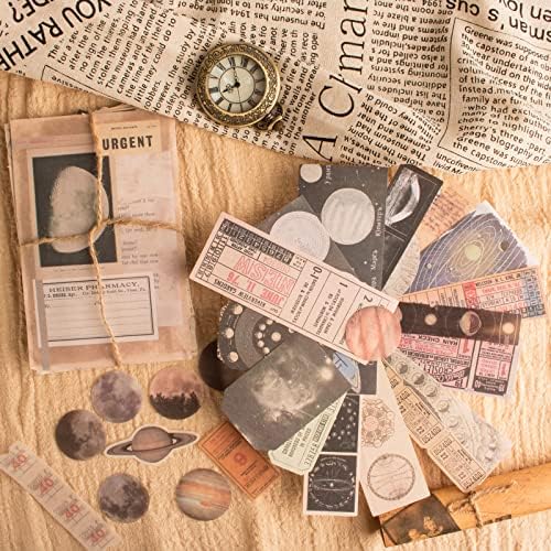 200Pcs Vintage Scrapbook Stickers, Aesthetic Junk Journal Stamping Supplies Kit, Scrapbooking Ephemera Washi Paper for Bullet Journaling Planners Diary Collage (Celestial) - Image 6