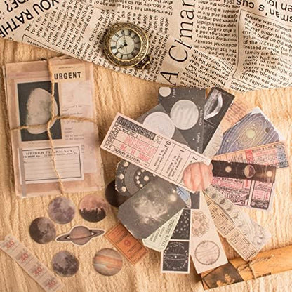 200Pcs Vintage Scrapbook Stickers, Aesthetic Junk Journal Stamping Supplies Kit, Scrapbooking Ephemera Washi Paper for Bullet Journaling Planners Diary Collage (Celestial) - Image 6