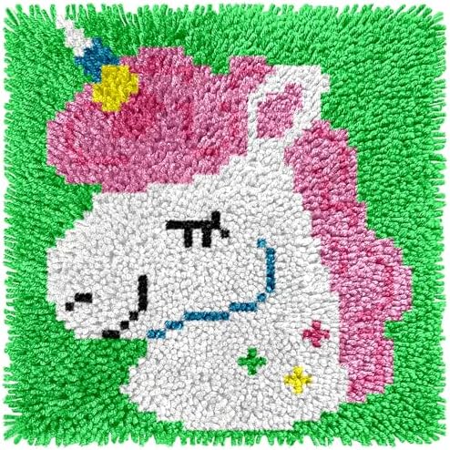 Manzapu Latch Hook Kits for Adults Beginner, 12x12 inch - 30x30 cm Cute Small Shaggy Rug Making Kits with Pre-Cut Yarn, Coded Canvas ＆ Crochet Hook Tool - Relaxing DIY Craft Gift by Manzapu