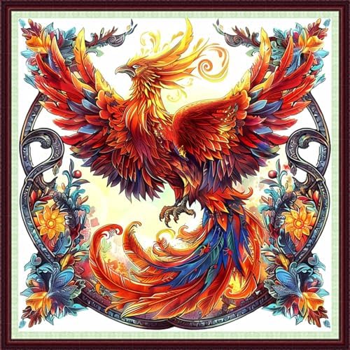 Dooxvey Cross Stitch Kits for Adults Beginners,Full Range of Cross-Stitch Stamped Kits Needlepoint Kits for Beginners Embroidery Kits 11CT Cross Stitch Patterns-Magic Phoenix 18x18 inch by DooxveyStampedEmbroideryKit