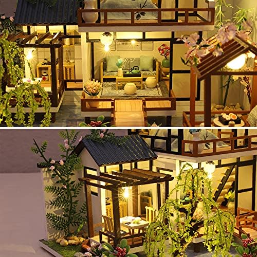 GuDoQi DIY Miniature Dollhouse Kit, Tiny House kit with Music, Miniature House Kit 1:24 Scale, Great Handmade Craft Gift for Birthday Christmas Day, Traditional Courtyard House - Image 3