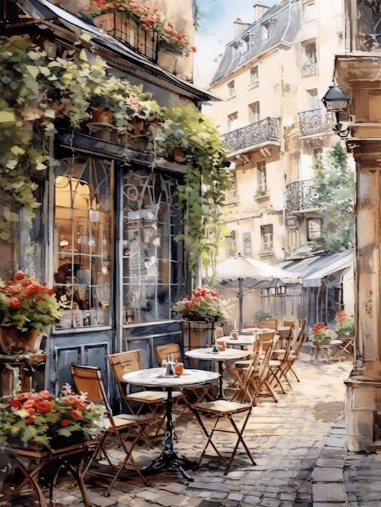 Arttoplus Street Cafe Paint by Numbers Kit for Adults Beginner 16x20 inch by Arttoplus